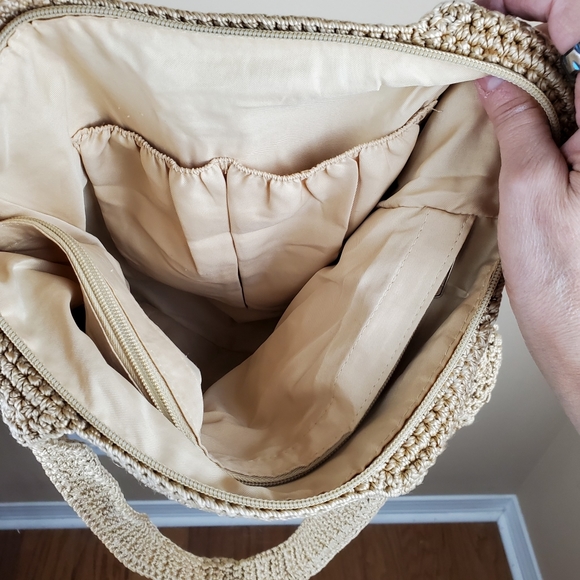 The Sak Crochet Casual Classics Large Tote Bag w/Pink Flower Charm - Picture 7 of 15